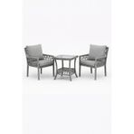 Oslo Raddan 1+1 Bistro Set Minderli 2 Kişilik Raddan Oturma Grubu Camlı Sehpa Bahçe Balkon Teras Set Gri Gri