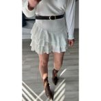 Oslove Ekru Fırfırlı Mini Etek