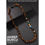 Osmanlı Değerli Taş Akrep Burcu Düğümlü Kolye Sertifikalı Doğal Taşlı (Turkuaz, Malahit, Bordo Granat Lal, Kaplan Gözü)