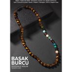 Osmanlı Değerli Taş Başak Burcu Düğümlü Kolye Sertifikalı Doğal Taşlı (Safir, Malahit, Granat Lal, Yeşim, Kaplan Gözü)