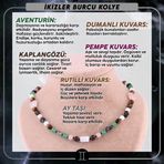Osmanlı Değerli Taş Ikizler Burcu Kolye-Kaplan Gözü-Ay Taşı-Yeşim-Pembe Kuvars-Kırmızı Akik-Güneş Taşı