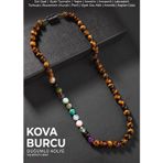 Osmanlı Değerli Taş Kova Burcu Düğümlü Kolye Sertifikalı Doğal Taşlı (Turkuaz, Kunzit, Ametrin, Kaplan Gözü)