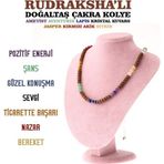 Osmanlı Değerli Taş Rudraksha'Lı Doğaltaş Çakra Kolye Ametist Aventurin Lapis Kristal Kuvars Jasper 6 Mm M448