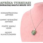 Osmanlı Değerli Taş Sertifikalı Afrika Turkuazı Doğaltaş Kalpli Kolye Ucu, Gümüş Zincirle Beraber M439