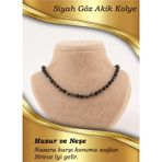 Osmanlı Değerli Taş Sertifikalı Akik Siyah Göz 6Mm Düğümlü Kolye