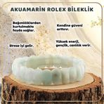 Osmanlı Değerli Taş Sertifikalı Akuamarin Doğal Taş Roleks Bileklik 15 Mm - B775