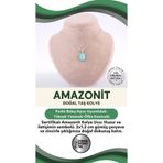 Osmanlı Değerli Taş Sertifikalı Amazonit Doğal Taş Gümüş Çerçeveli Ve Zincirli Kolye Ucu - 2 X 1,2 Cm M344