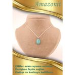 Osmanlı Değerli Taş Sertifikalı Amazonit Doğal Taş Gümüş Çerçeveli Ve Zincirli Kolye Ucu M370