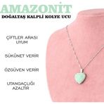 Osmanlı Değerli Taş Sertifikalı Amazonit Doğaltaş Kalpli Kolye Ucu, Gümüş Zincirle Beraber M433