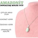Osmanlı Değerli Taş Sertifikalı Amazonit Doğaltaş Kolye Ucu, Gümüş Zincirle Beraber M430