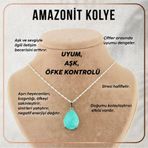Osmanlı Değerli Taş Sertifikalı Amazonit Kolye Ucu (Gümüş Zincir Hediye) Pirinç Çerçeve