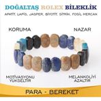 Osmanlı Değerli Taş Sertifikalı Apatit, Lapis, Jasper, Biyotit, Sitrin, Fosil Mercan Doğaltaş Roleks Bileklik B904