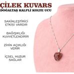 Osmanlı Değerli Taş Sertifikalı Çilek Kuvars Doğaltaş Kalpli Kolye Ucu, Gümüş Zincirle Beraber M438