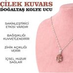 Osmanlı Değerli Taş Sertifikalı Çilek Kuvars Doğaltaş Kolye Ucu, Gümüş Zincirle Beraber M444