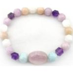 Osmanlı Değerli Taş Sertifikalı Doğal Taş Bileklik- Pembe Opal, Ametist, Kunzit, Larimar,Ay Taşı B584