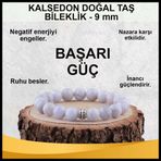 Osmanlı Değerli Taş Sertifikalı Kalsedon Doğal Taş Bileklik 9 Mm - B863