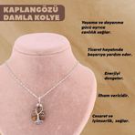 Osmanlı Değerli Taş Sertifikalı Kaplan Gözü Doğal Taş Damla Kolye Ucu - M384
