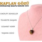 Osmanlı Değerli Taş Sertifikalı Kaplan Gözü Doğaltaş Kalpli Kolye Ucu, Gümüş Zincirle Beraber M432