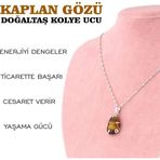 Osmanlı Değerli Taş Sertifikalı Kaplan Gözü Doğaltaş Kolye Ucu, Gümüş Zincirle Beraber M429