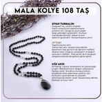 Osmanlı Değerli Taş Sertifikalı Mala Kolye 108 Taş- Siyah Turmalin-Ay Taşı-Göz Akik