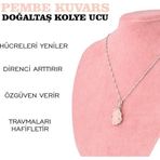 Osmanlı Değerli Taş Sertifikalı Pembe Kuvars Doğaltaş Kolye Ucu, Gümüş Zincirle Beraber M436