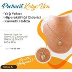 Osmanlı Değerli Taş Sertifikalı Prehneit Doğaltaş Kolye Ucu, Gümüş Zincirle Birlikte 3,5X1,5 Cm, M472