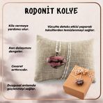 Osmanlı Değerli Taş Sertifikalı Rodonit Kalpli Kolye Ucu (Gümüş Zincir Hediye)