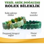 Osmanlı Değerli Taş Sertifikalı Yeşil Akik Doğaltaş Roleks Bileklik B902