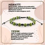 Osmanlı Değerli Taş Sertifikalı Yeşim - Hematit Doğal Taşı Bileklik - 6 Mm