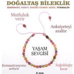 Osmanlı Değerli Taş Sertifikalı Zebercet, Yakut, Hakiki Yemen Akiği, Turmalin Doğaltaş Bileklik 6 Mm, B907