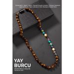 Osmanlı Değerli Taş Yay Burcu Düğümlü Kolye Sertifikalı Doğal Taşlı (Turkuaz, Ametrin, Lapis, Opal, Kaplan Gözü)