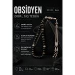 OSMANLI DOĞAL TAŞ Orijinal & Sertifikalı Obsidyen Doğal Taş El Yapımı Özel Kutulu Hediyelik Erkek Tesbih 33lük 6mm