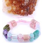 Osmanlı Doğal Taş Sertifikalı Doğal Taş Bileklik - Larimar-Çeroit-Yeşil Lal-Akuamarin-Pembe Opal-Amazonit