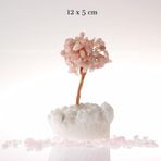 Osmanlı Doğal Taş Sertifikalı Pembe Kuvars, Kristal Kuvars Doğaltaş Ağaç 12X5 Cm, D024