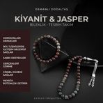 Osmanlı Doğal Taş Sertifikalı Ruby Kiyanit, Dragon Jasper Doğal Taşlı 33'Lük Tesbih Ve Bileklik Takım