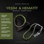 Osmanlı Doğal Taş Sertifikalı Yeşim, Hematit Doğal Taşlı 33'Lük Tesbih Ve Bileklik Takım