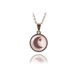 Osmanlı Gümüş Ay Yıldız Paslanmaz Çelik Rose Renk Bayan Kolye