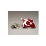 Osmanlı Gümüş Ayyıldız Türk Bayrağı Gümüş Rozet