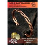 Osmanlı Gümüş Copper Knit Bakır Kelepçe Bilezik Erkek Kadın Kuvars Taşı Ve Metal Kutulu