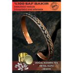 Osmanlı Gümüş Copper Wave Bakır Kelepçe Bilezik Erkek Kadın Kuvars Taşı Ve Metal Kutulu