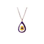 Osmanlı Gümüş Damla Model Nazar Boncuğu Rose Renk Bayan Gümüş Kolye