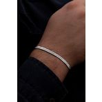 Osmanlı Gümüş Erkek Gümüş Bileklik - 3.5Mm Yassı Beyaz Tilki Kuyruğu Zincir Gümüş Erkek Bileklik