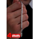Osmanlı Gümüş Erkek Gümüş Bileklik - 4Mm Dikdörtgen Kesim Yassı Kral Gümüş Bileklik