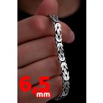 Osmanlı Gümüş Erkek Gümüş Bileklik - 6.5Mm Dikdörtgen Kesim Yassı Kral Gümüş Bileklik