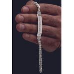 Osmanlı Gümüş Erkek Gümüş Bileklik - İsim Yazılabilir 4.5 Mm Kalın Beyaz Kare Kral Gümüş Bileklik