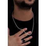 Osmanlı Gümüş Erkek Gümüş Kolye - 4Mm Top Zincir Model 925 Ayar Gümüş Erkek Kolye Zincir 24007980414