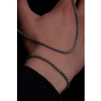 Osmanlı Gümüş Erkek Gümüş Kolye Bileklik Set - 3Mm Arnavut Zinciri Gümüş Kolye Bileklik Set