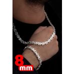 Osmanlı Gümüş Erkek Gümüş Kolye Bileklik Set - Parlak Euro Kral Kolye Bileklik Gümüş Set