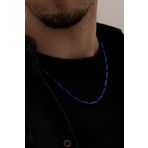 Osmanlı Gümüş Erkek Kolye - Ince Kibar Model Erkek Çelik Kolye - 3 Mm Kalınlık - Mor Renk