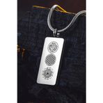 Osmanlı Gümüş Kadın Erkek Zincir Kolye - Hz Süleyman Mührü, Yaşam Çiçeği, Sri Yantra İşlemesi, Paslanmaz Çelik